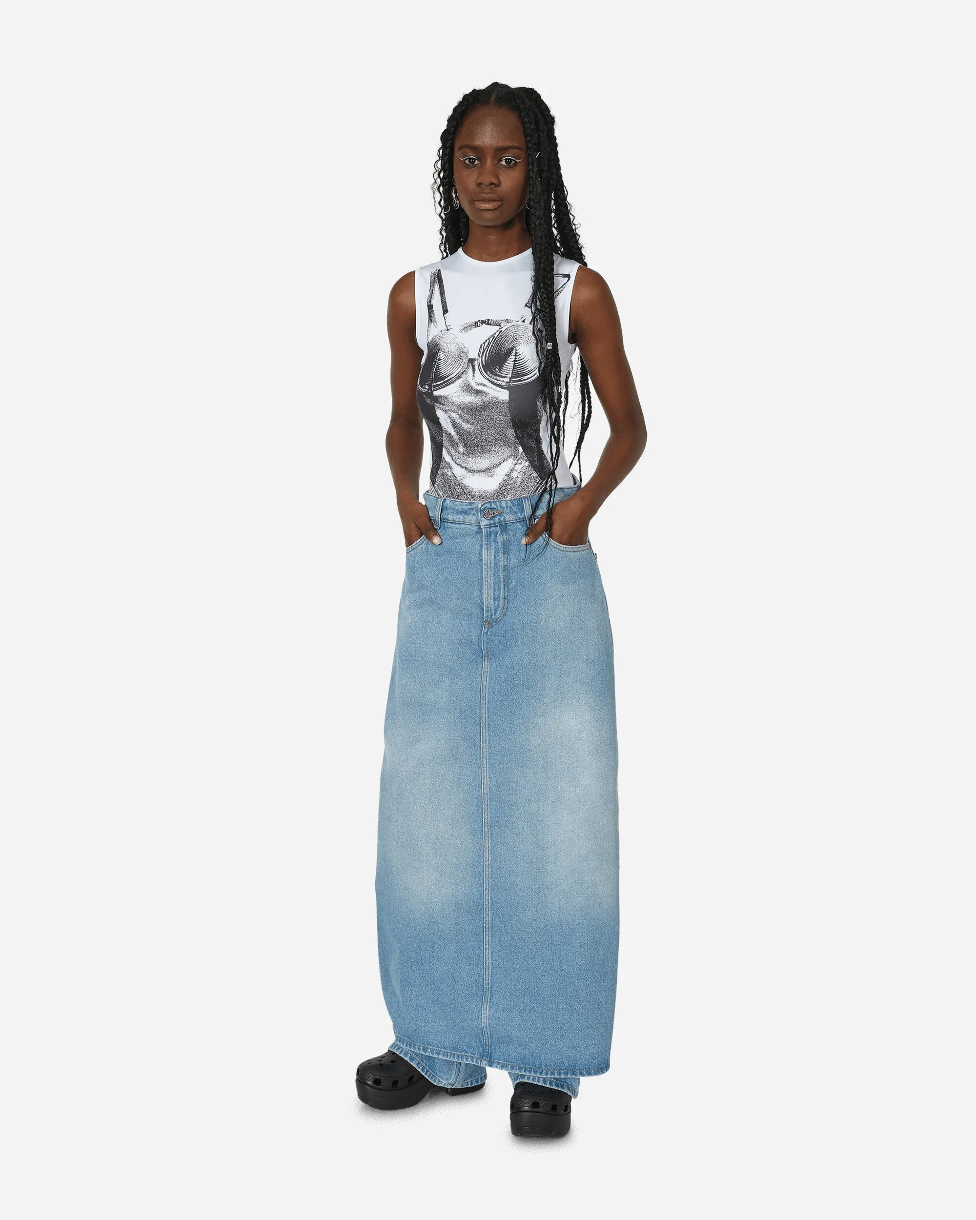 Denim Pant Skirt Light Blue