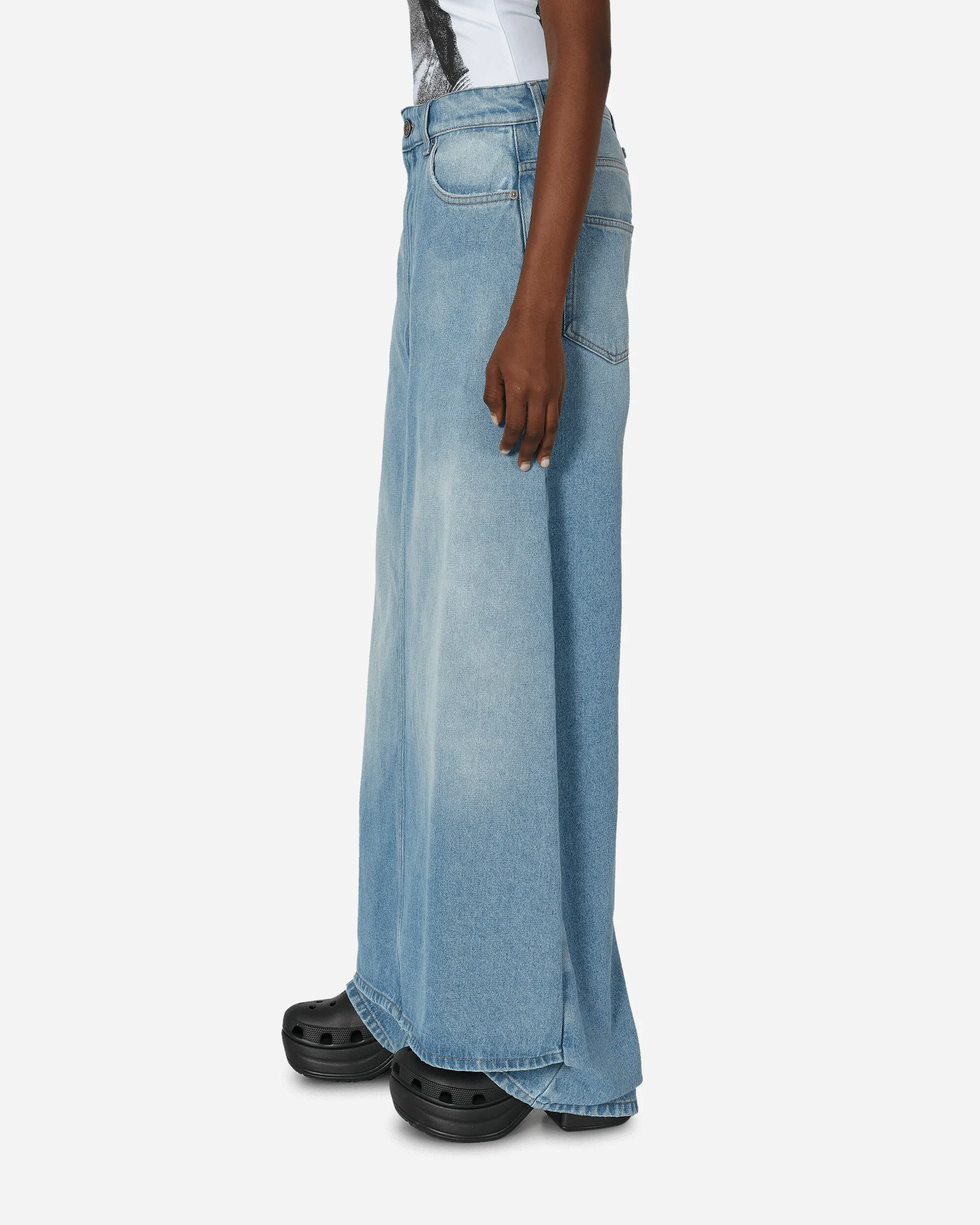 Denim Pant Skirt Light Blue