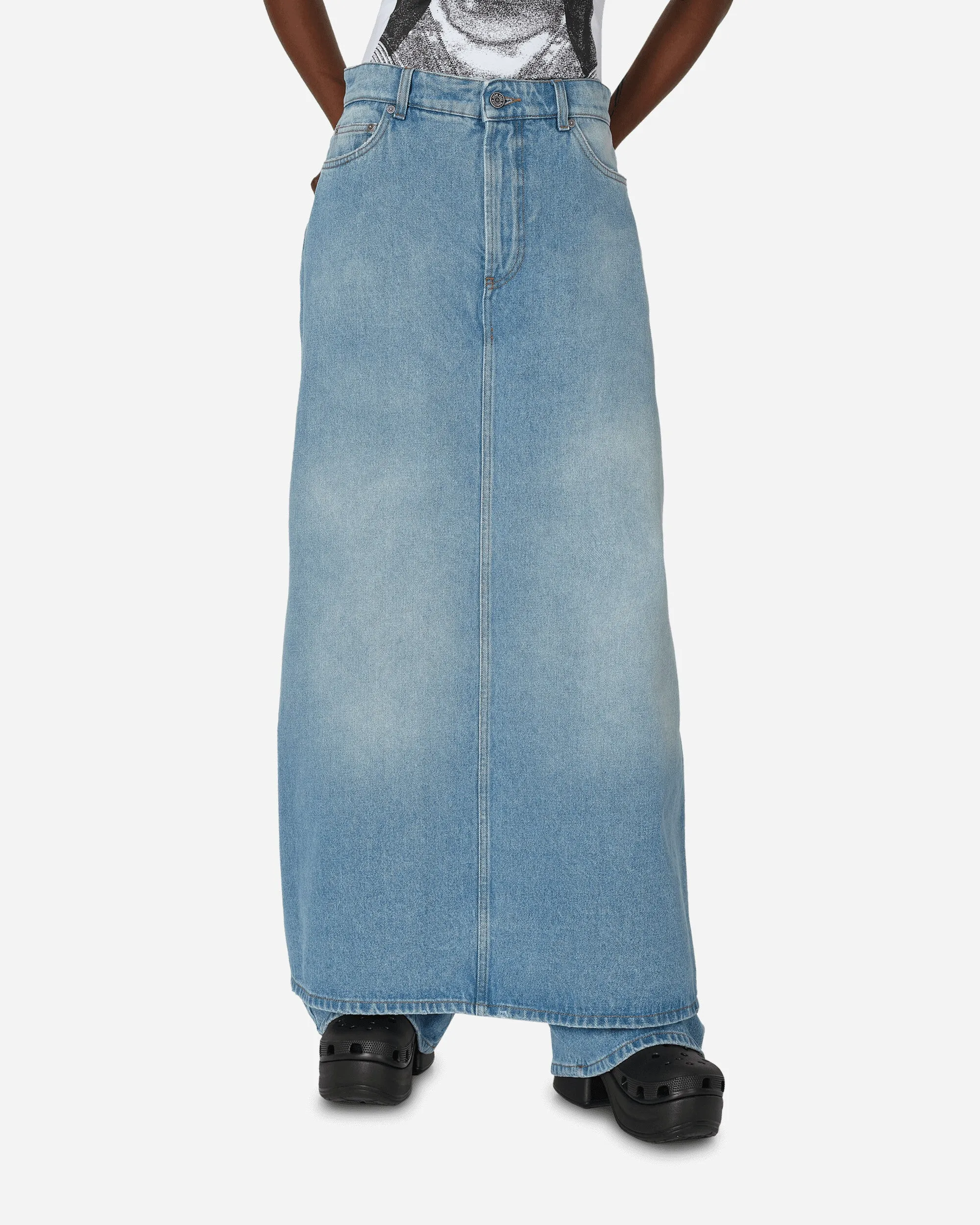 Denim Pant Skirt Light Blue
