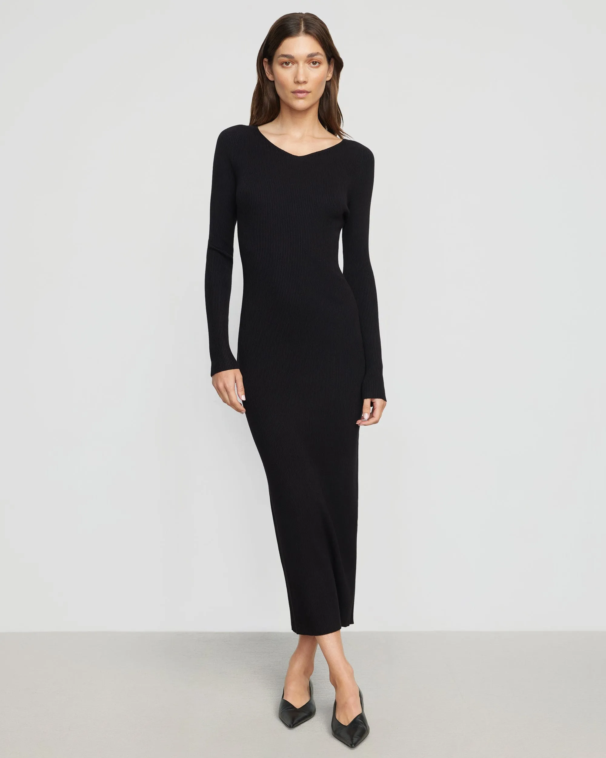 Elizabeth Zipper-Sleeve Ribbed Dress