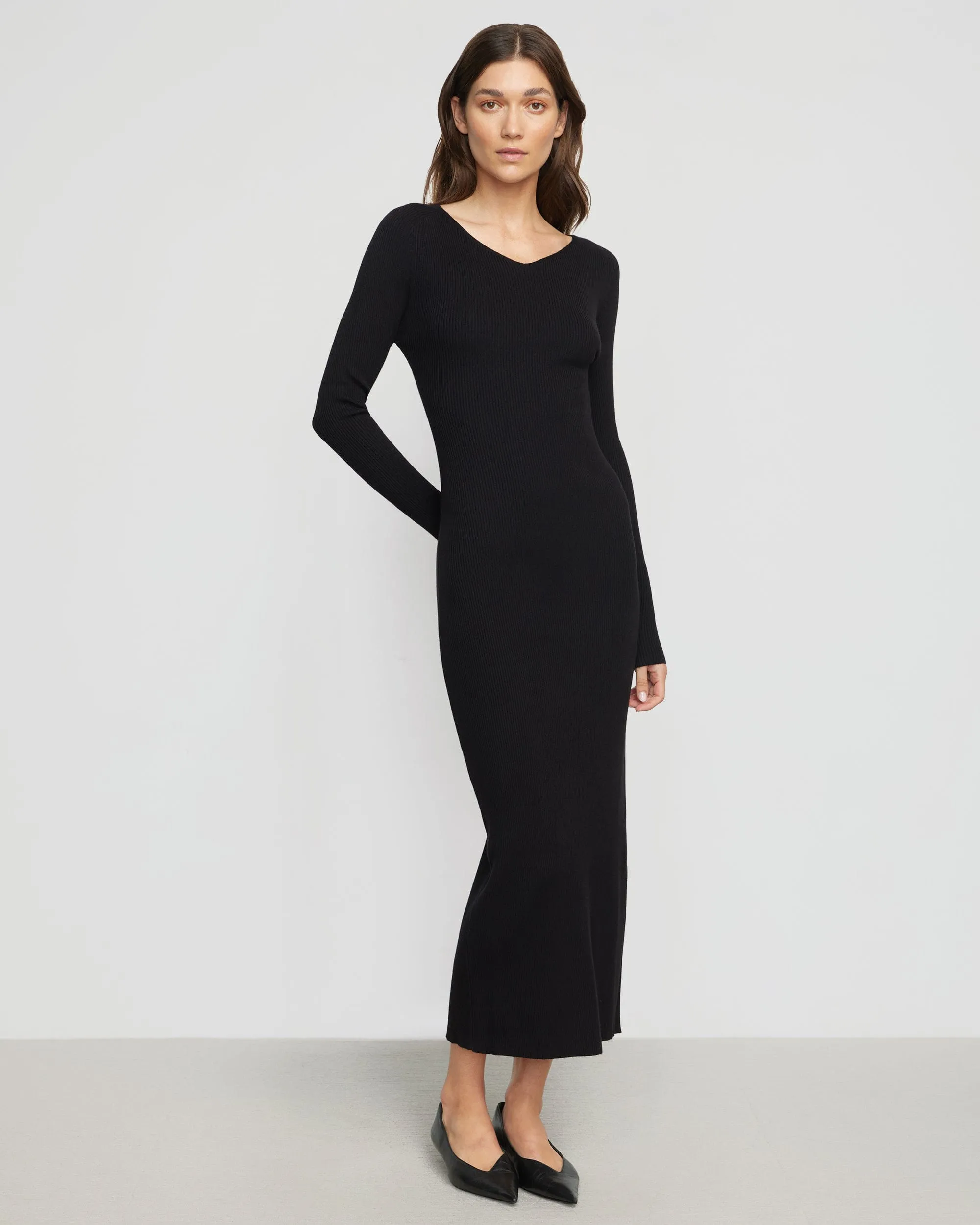 Elizabeth Zipper-Sleeve Ribbed Dress