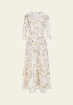 Embellished Abstract Pattern Embroidered Mesh Dress