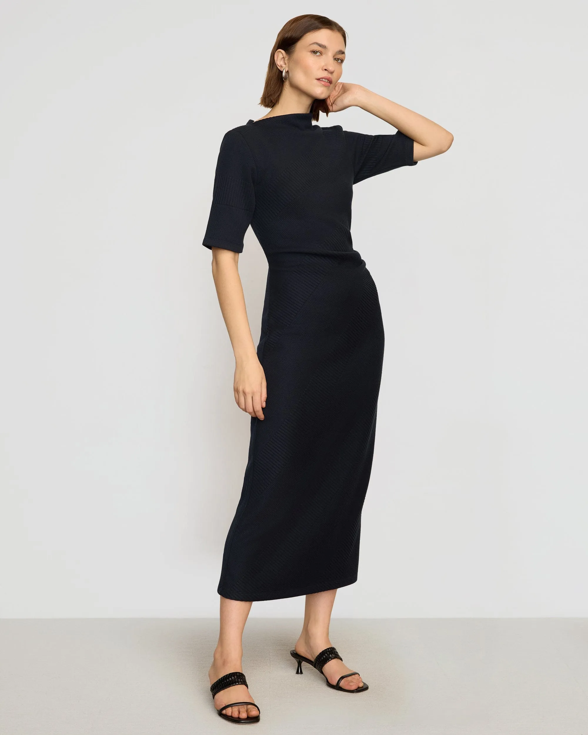 Evie Ribbed-Knit Jersey Dress