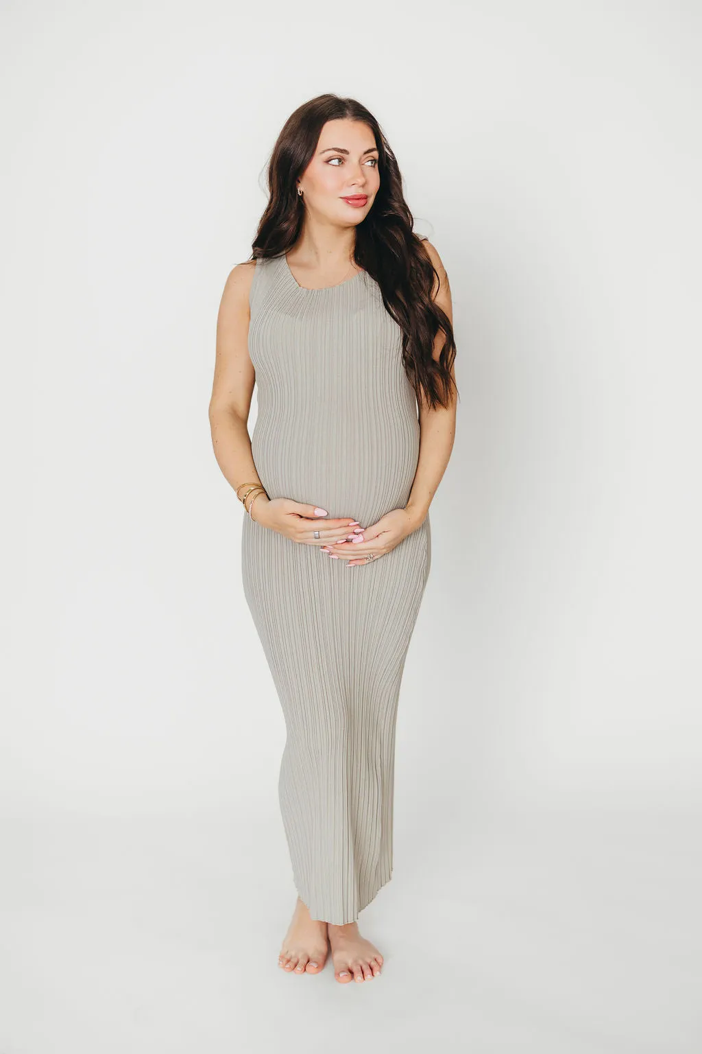 Falling For You Ribbed Knit Midi Dress in Sage