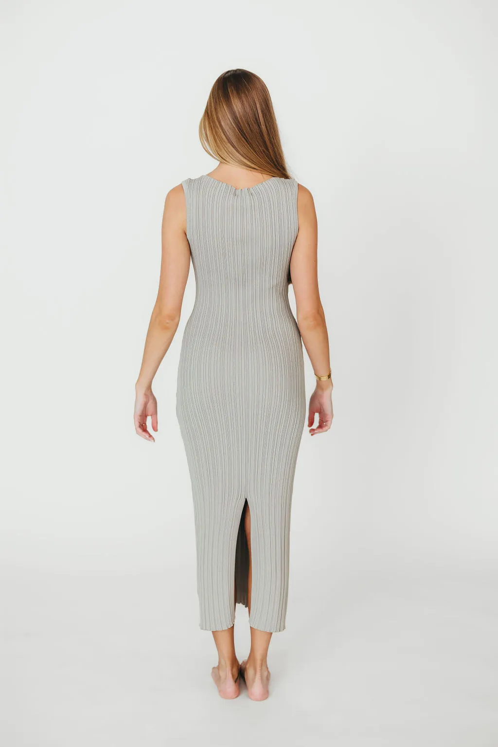 Falling For You Ribbed Knit Midi Dress in Sage