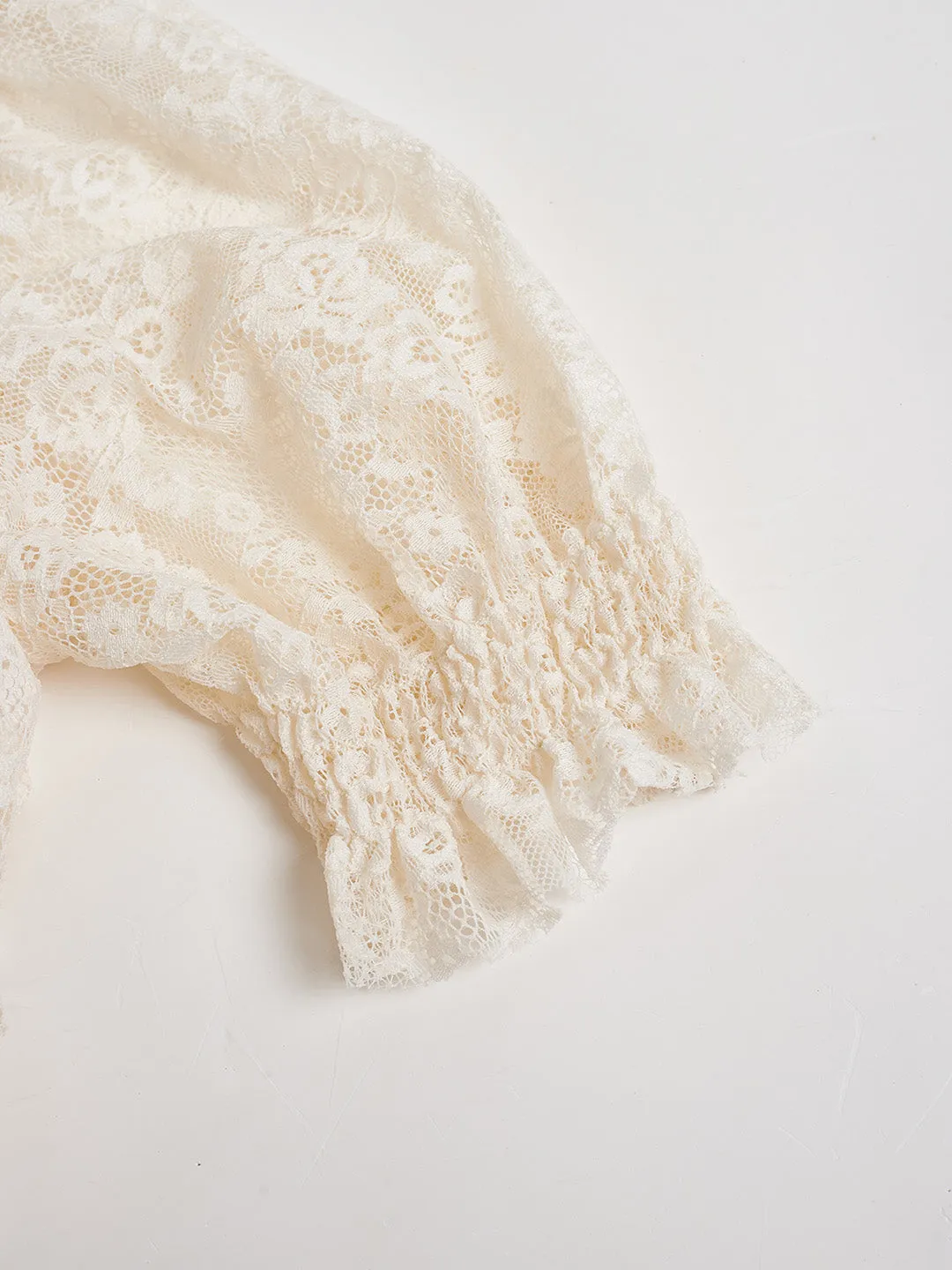 【Final Sale】Emberlynn V Neck Puff Sleeve Lace Dress
