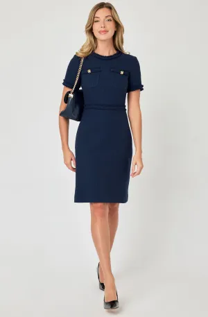 Fitted Knee-Lenght Bouclé Dress