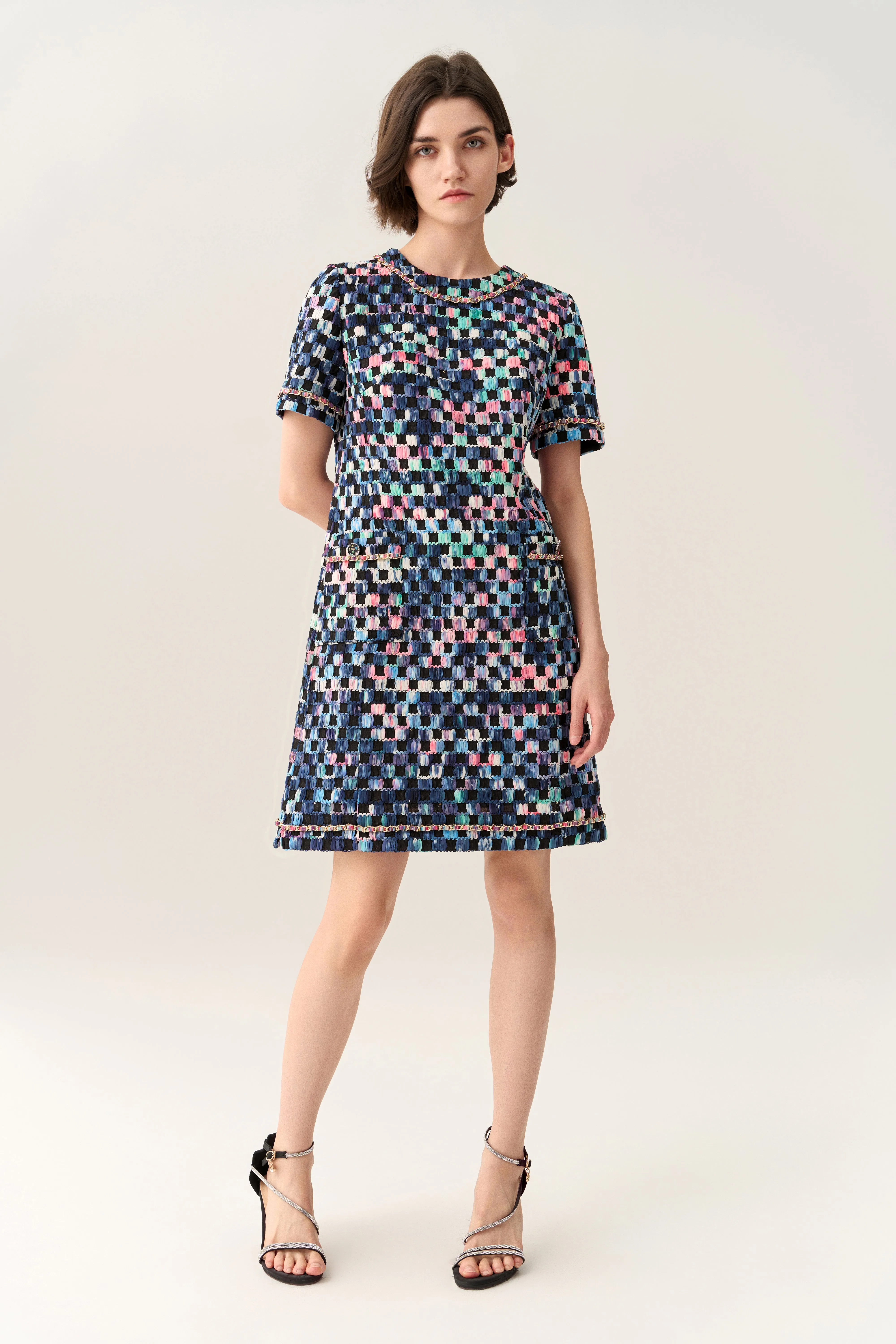 Gradient Checker Pattern Dress