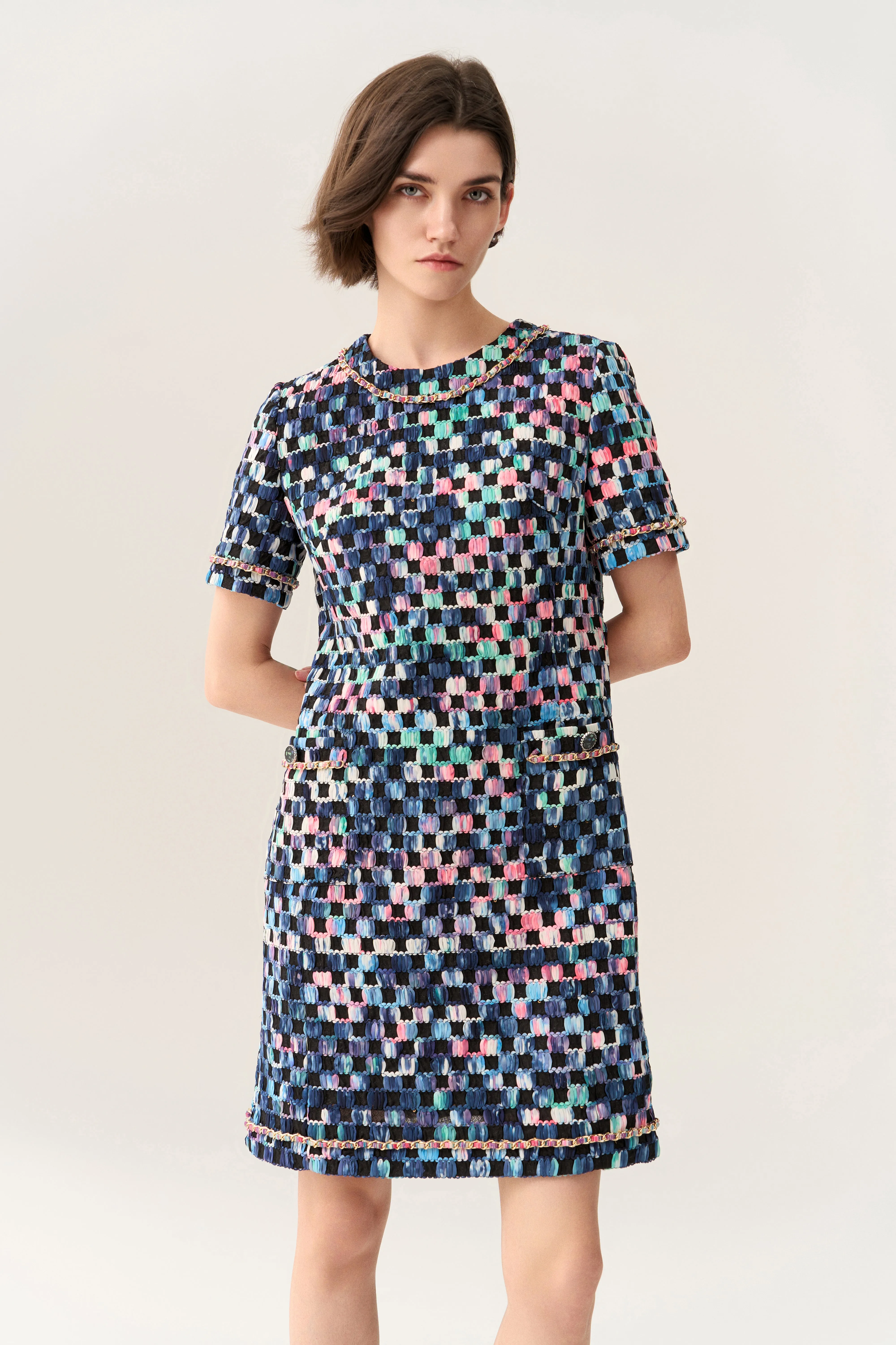 Gradient Checker Pattern Dress