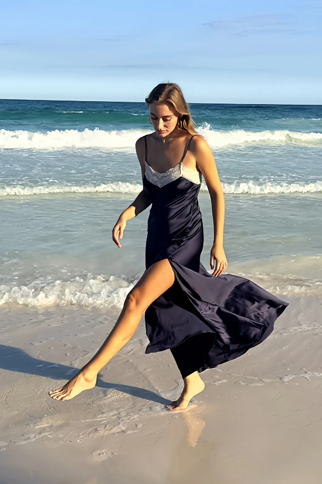 Jacquelyn Silk Slip Dress - Midnight