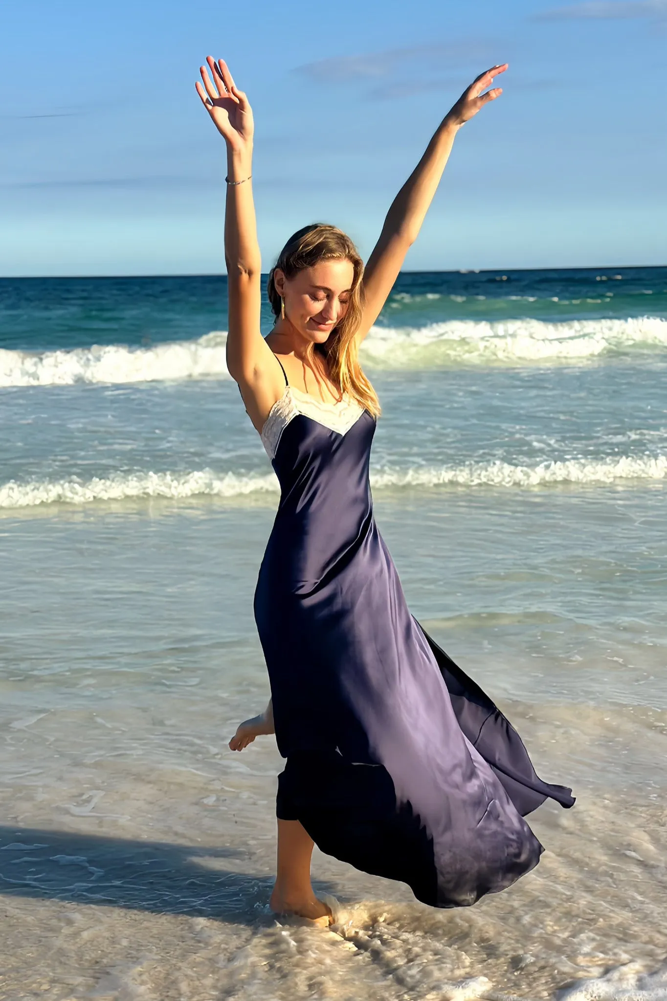 Jacquelyn Silk Slip Dress - Midnight