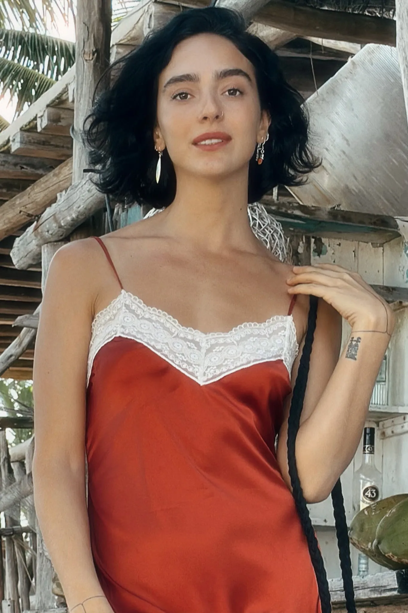 Jacquelyn Silk Slip Dress - Terracotta