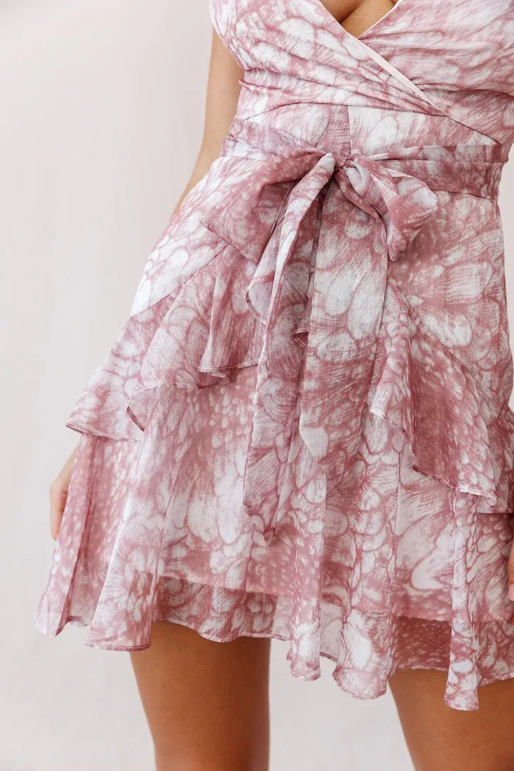 Kerry Layered Ruffle Cami Strap Dress Nude
