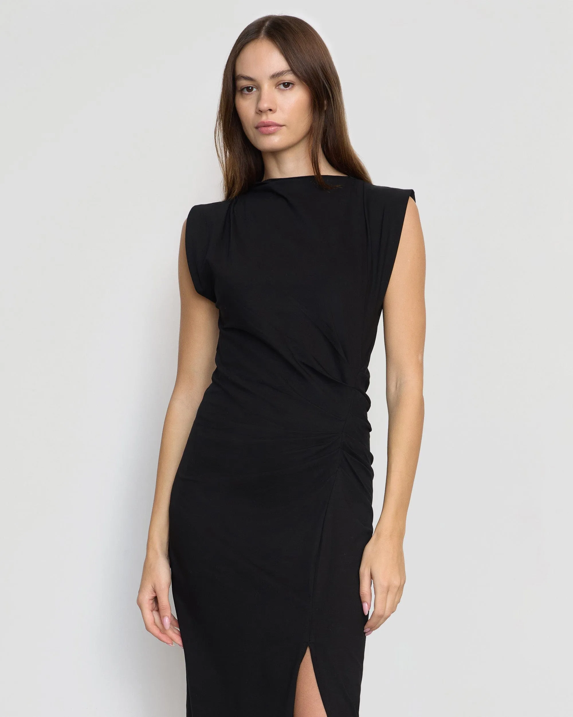 Khelan Sculpted Ruched-Waist Dress