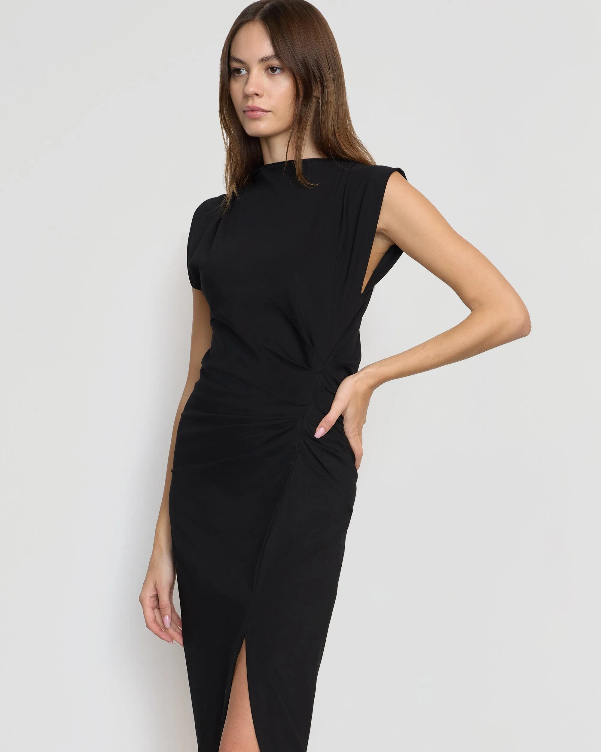 Khelan Sculpted Ruched-Waist Dress