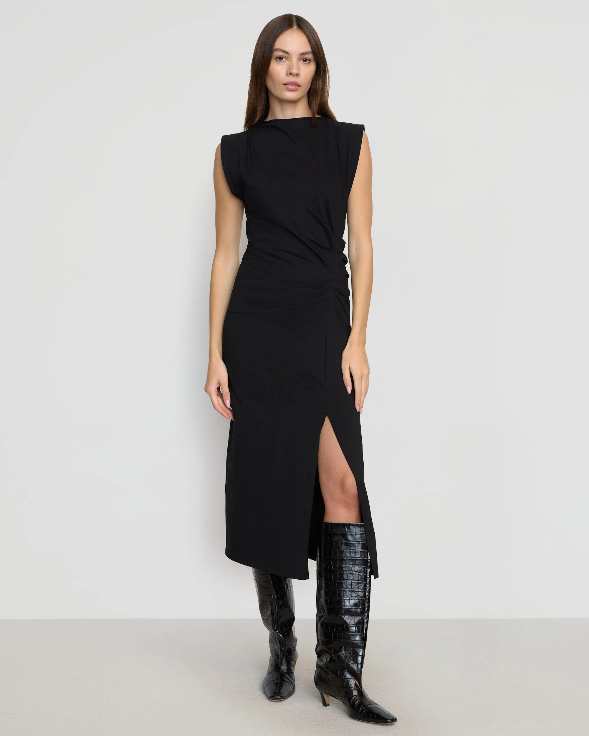Khelan Sculpted Ruched-Waist Dress