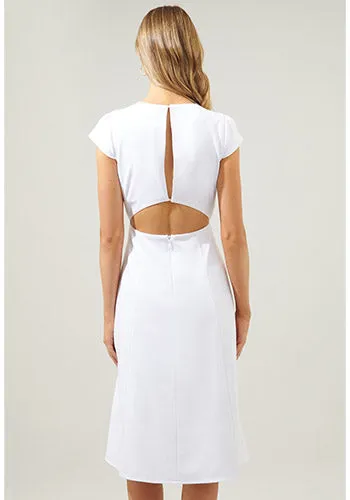 Kiss And Not Tell Midi Dress in White