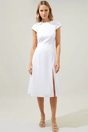 Kiss And Not Tell Midi Dress in White