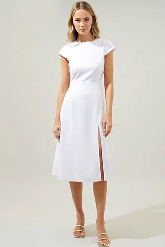 Kiss And Not Tell Midi Dress in White