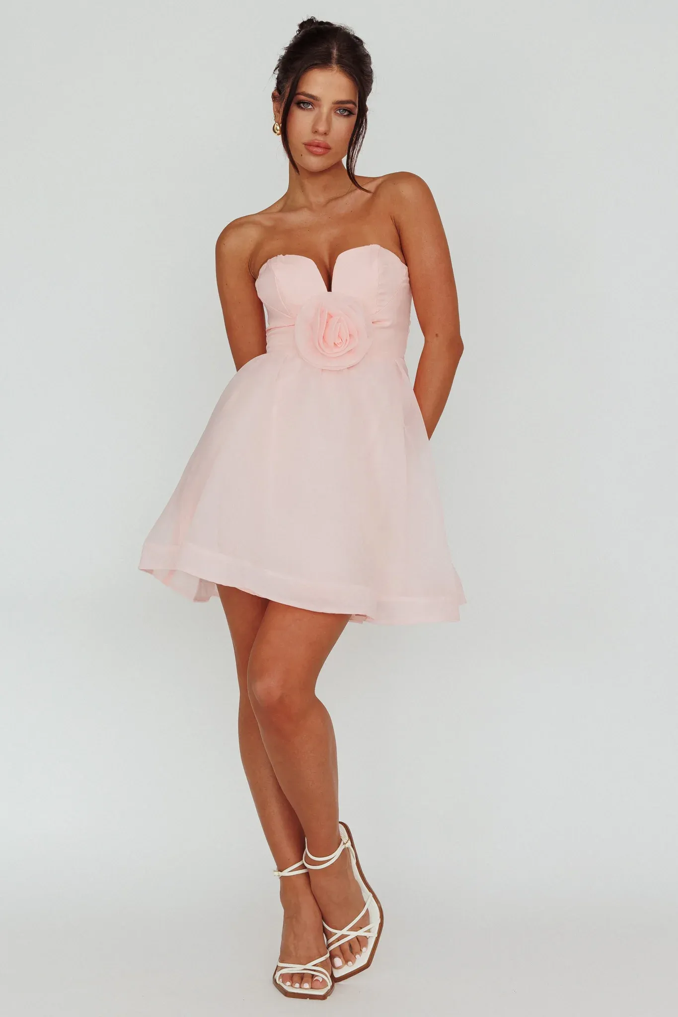 La Vie En Rose Strapless A-Line Mini Dress Baby Pink