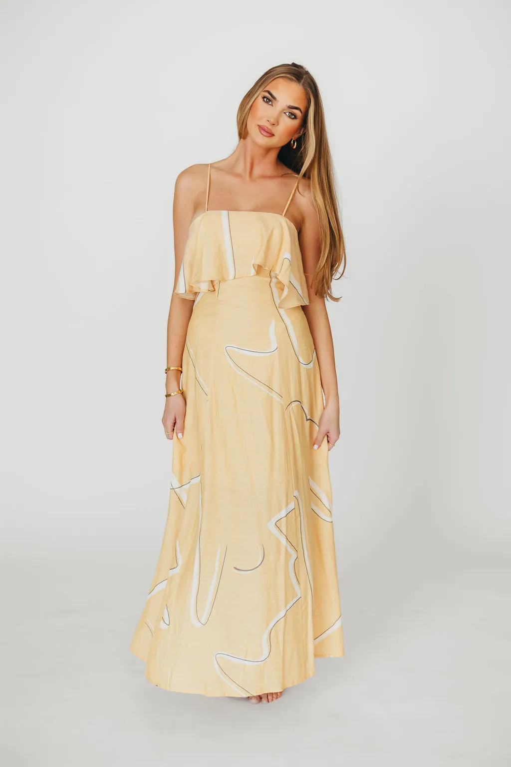 Lark Ruffle Detail Maxi Dress in Mango