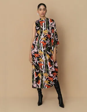 Laurel Satin Jacquard Midi Dress - Bamboo Black - SALE