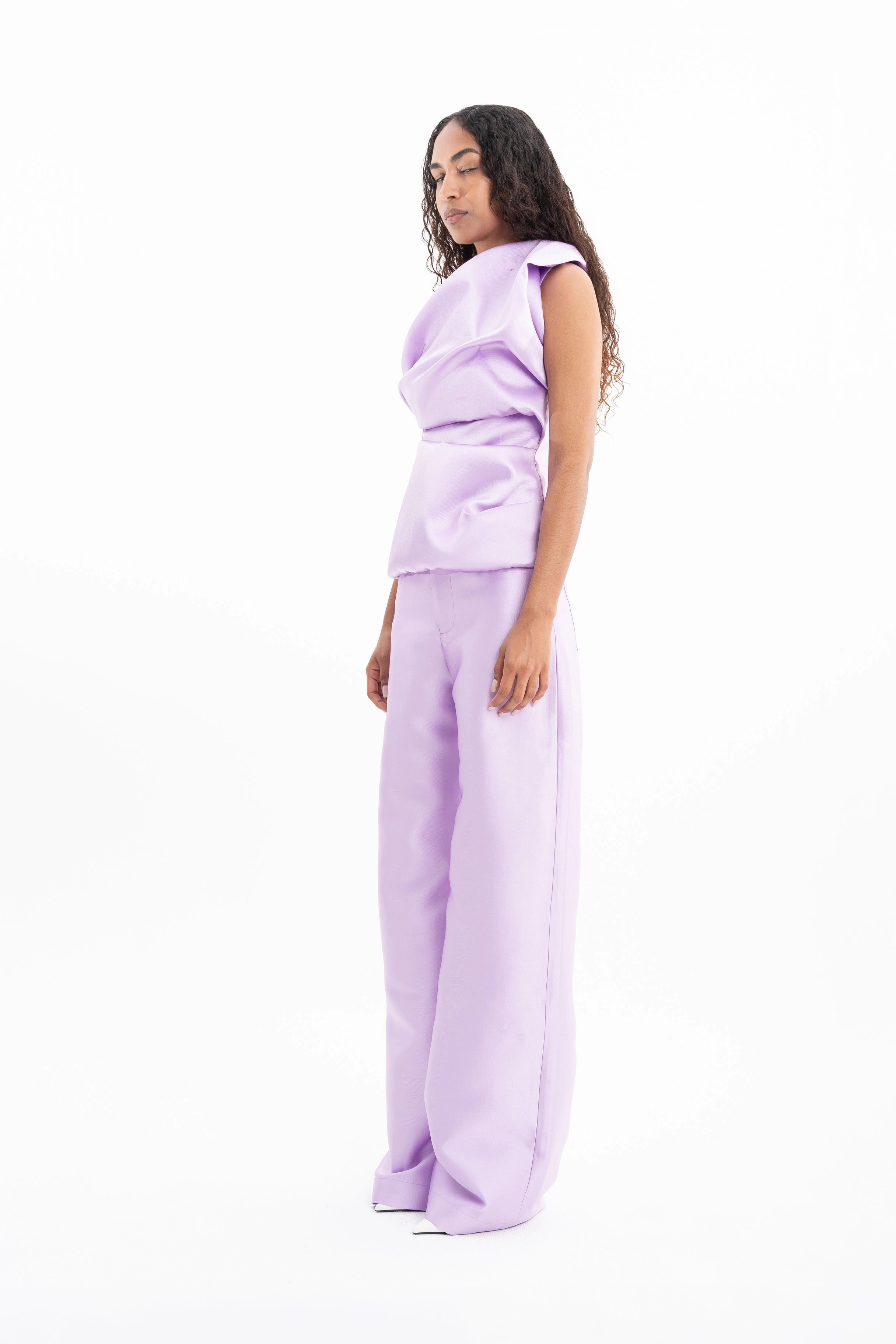 LILAC MIKADO BOYFRIEND TROUSERS