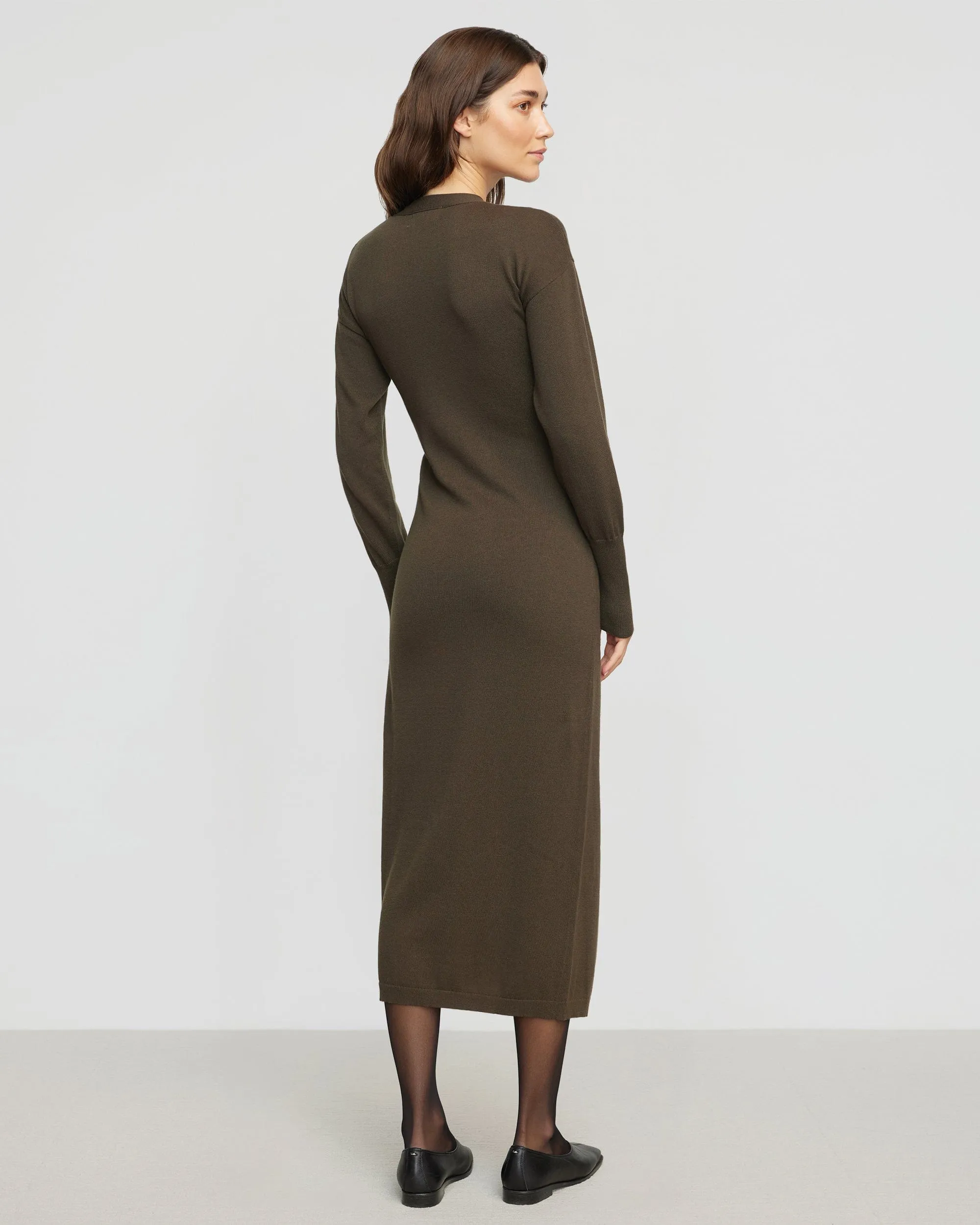 Linden Front-Wrap Sweater Dress