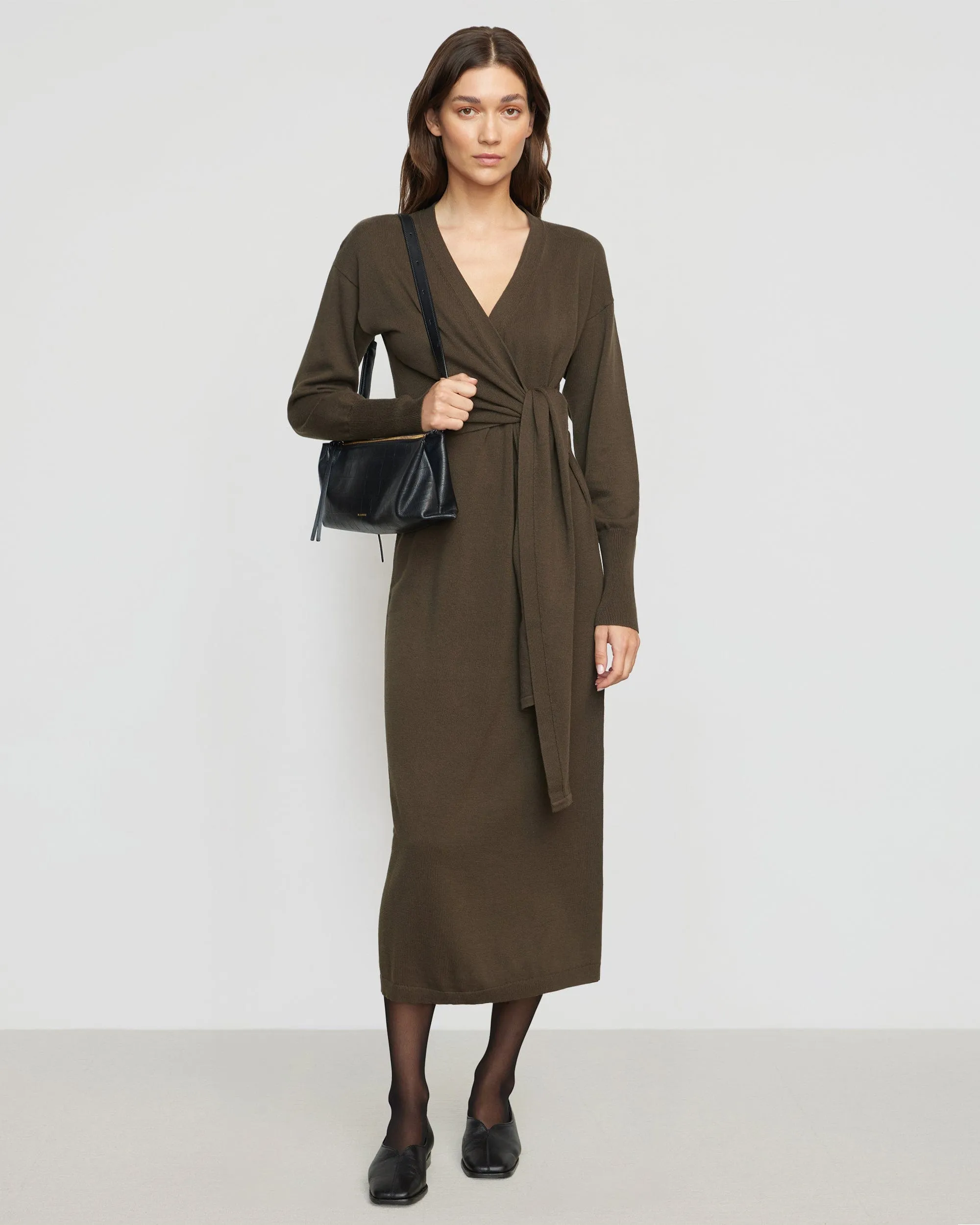 Linden Front-Wrap Sweater Dress