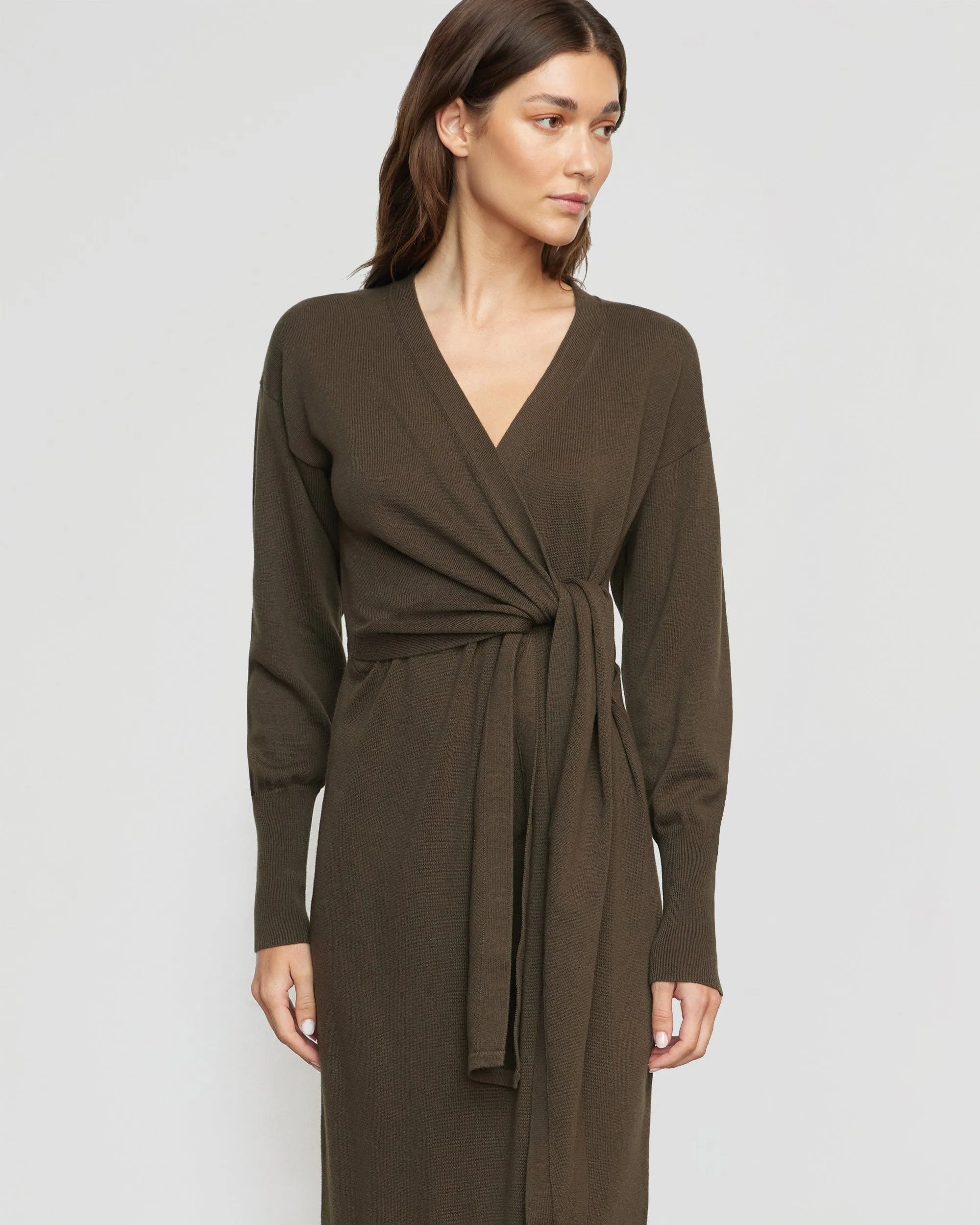 Linden Front-Wrap Sweater Dress