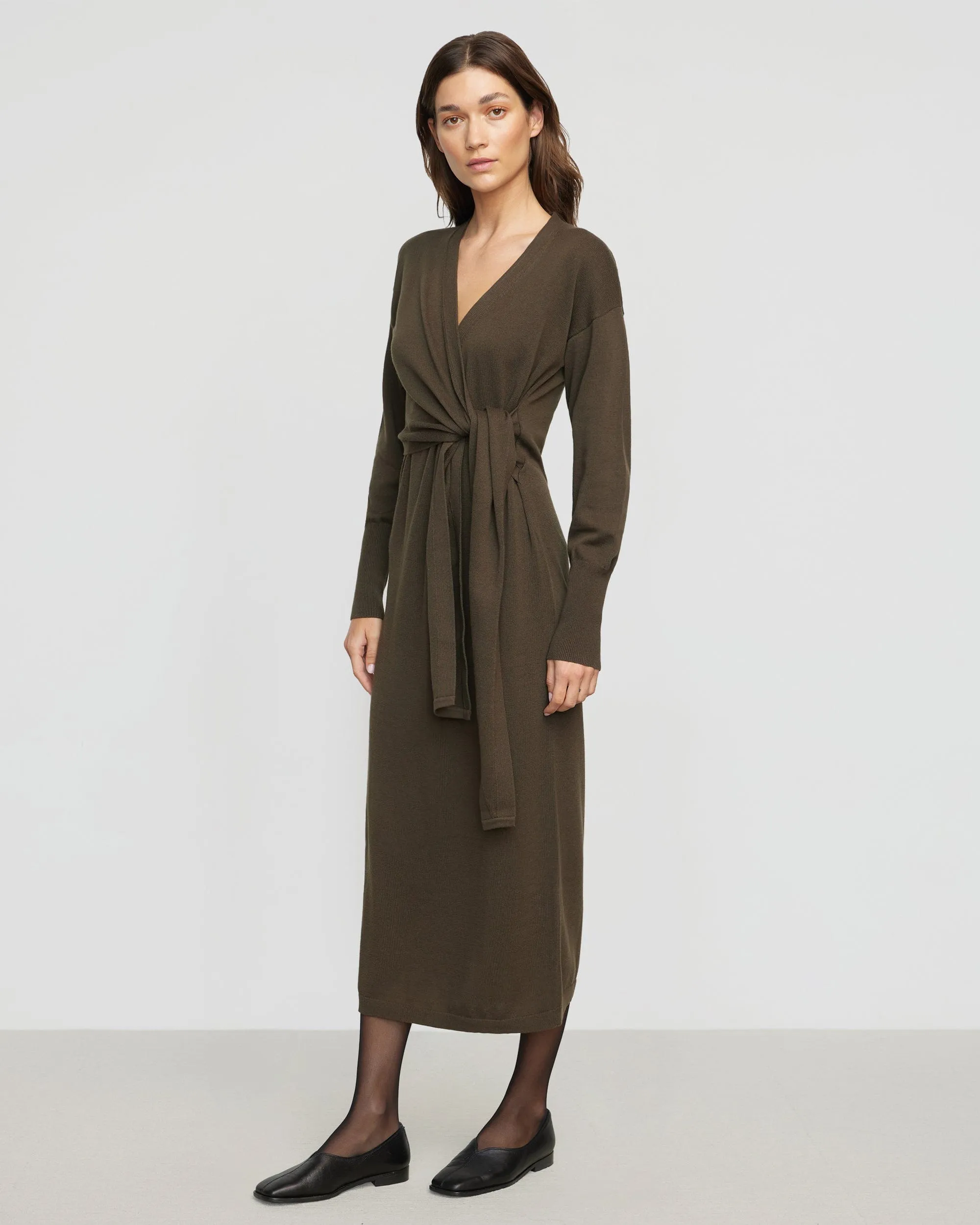 Linden Front-Wrap Sweater Dress