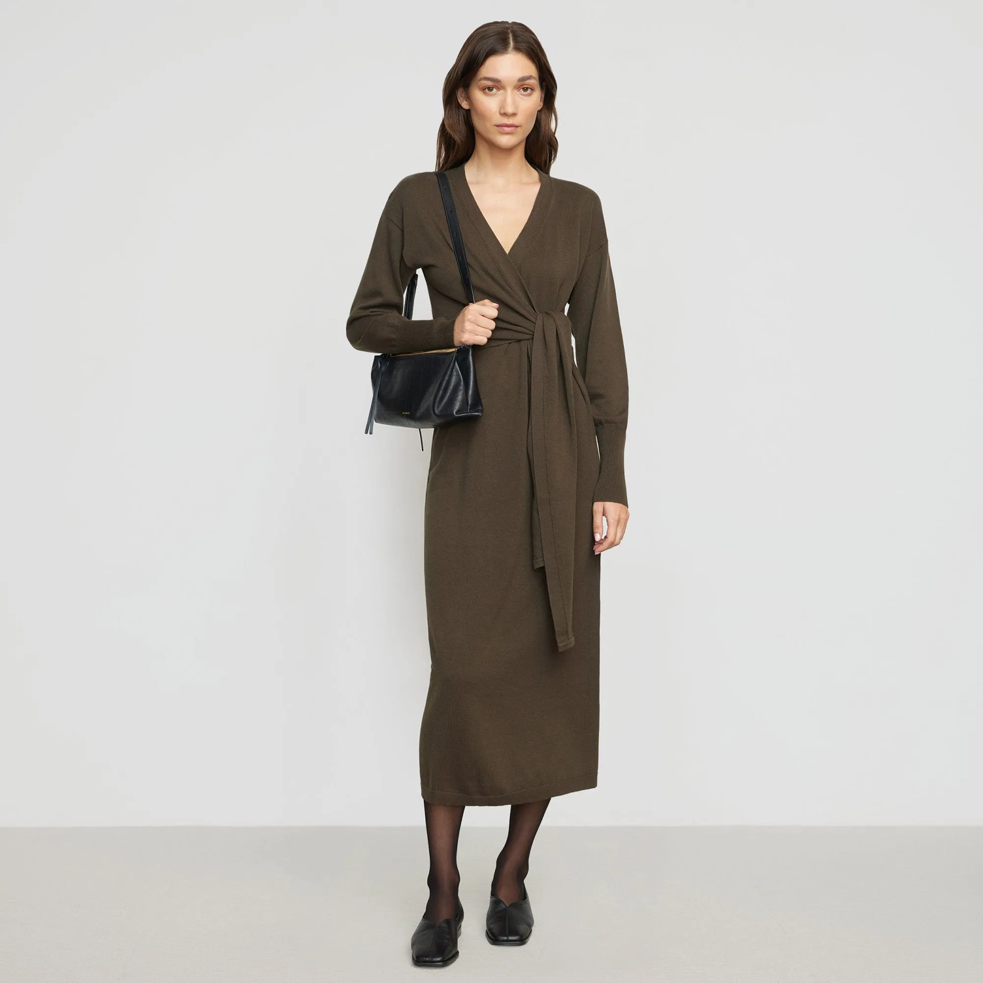 Linden Front-Wrap Sweater Dress