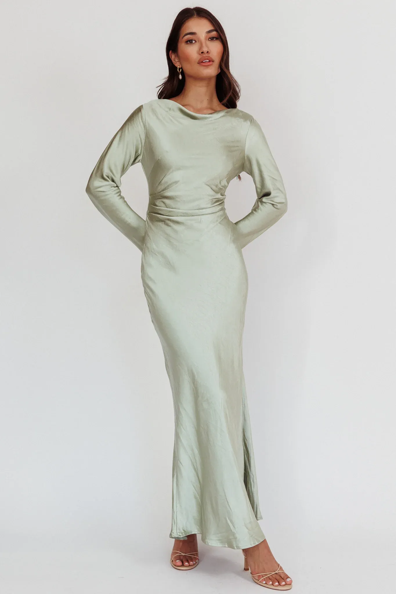 Loveland Cowl Back Midi Dress Sage