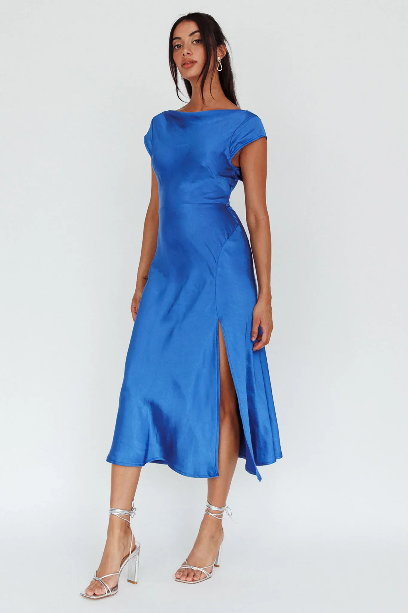Lucinda Twist Back Midi Dress Navy