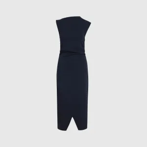 Manon Asymmetric-Neck Ruched Dress (Petite)