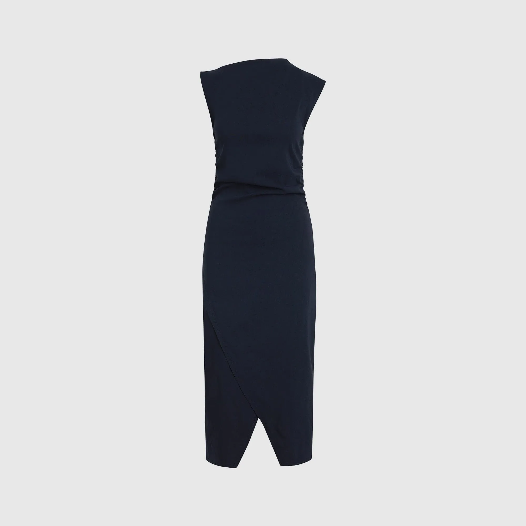 Manon Asymmetric-Neck Ruched Dress (Petite)