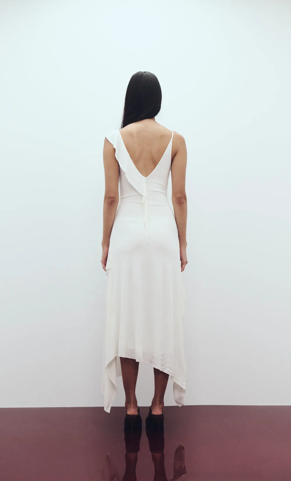 MARNIE ASYM DRESS - WHITE