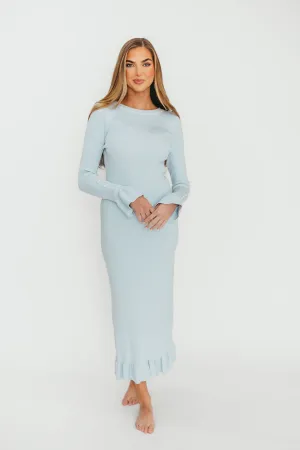 Mason Bow Tie Sweater Maxi Dress in Sky Blue