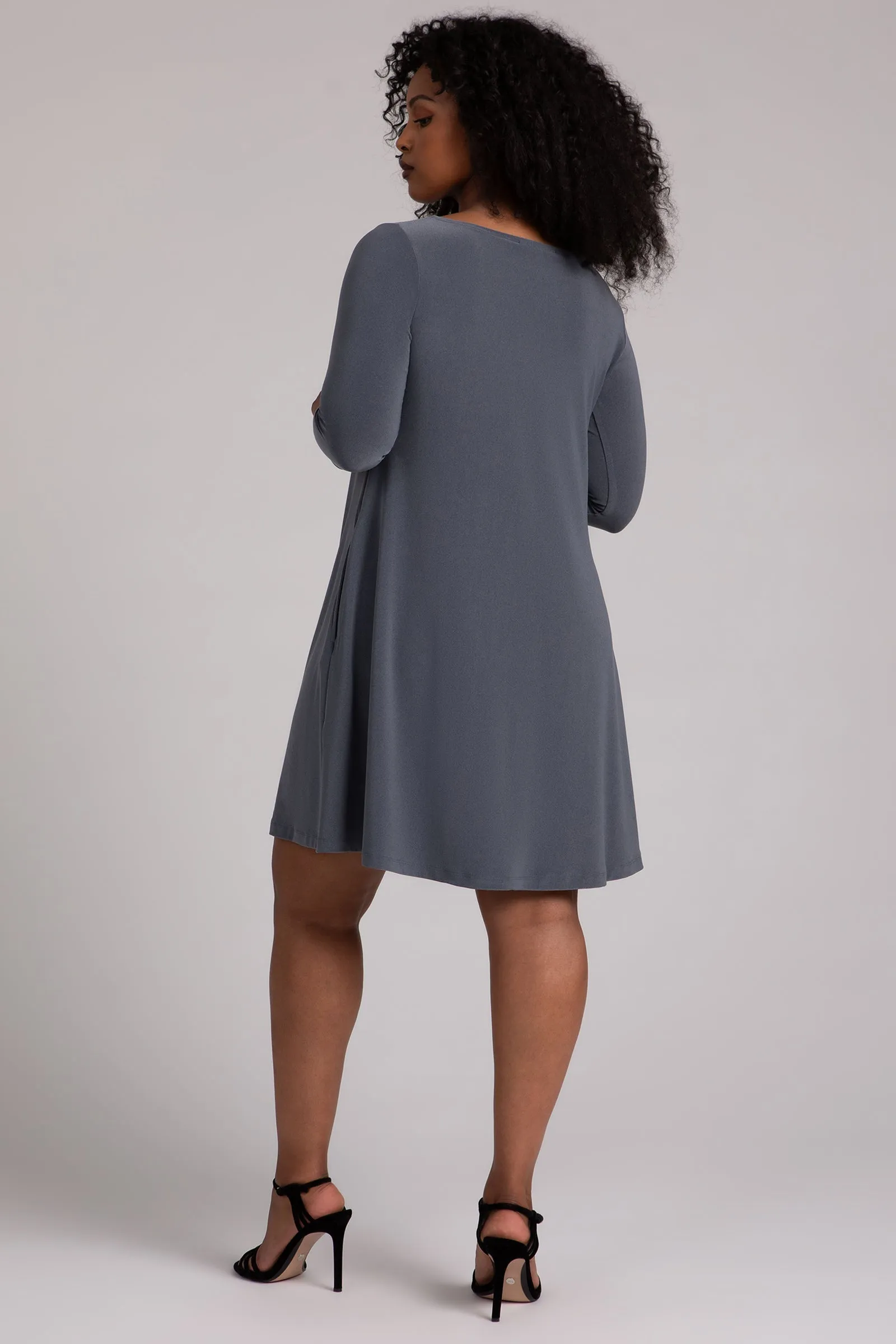 Nu Trapeze Dress | Melange Gunmetal