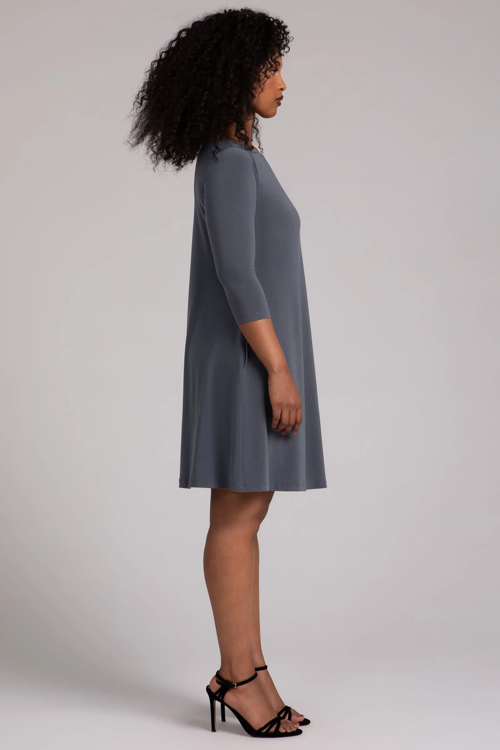 Nu Trapeze Dress | Melange Gunmetal