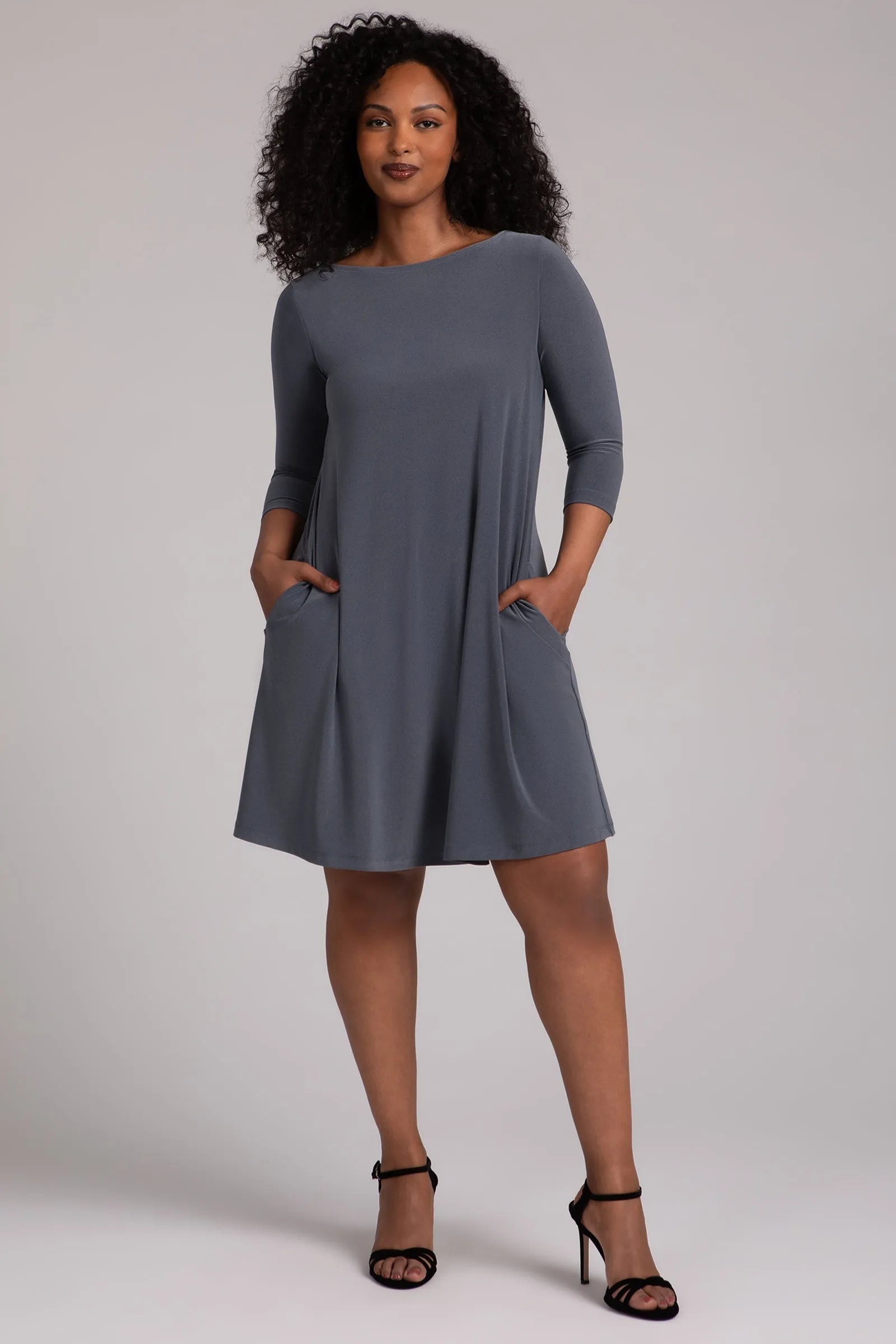 Nu Trapeze Dress | Melange Gunmetal