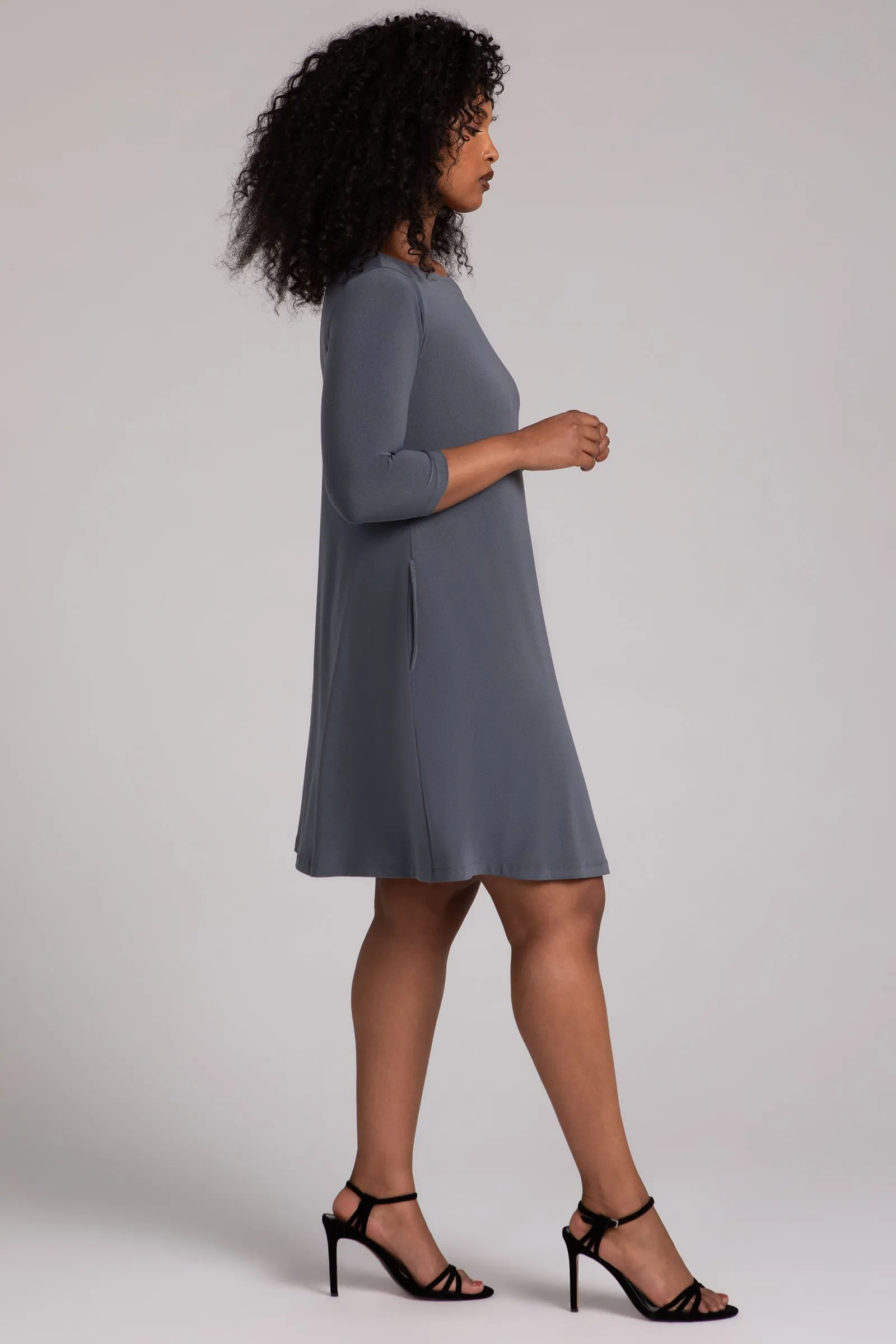 Nu Trapeze Dress | Melange Gunmetal