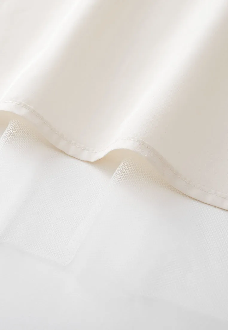 Panelled Cape-detail Embellished Mesh Dress