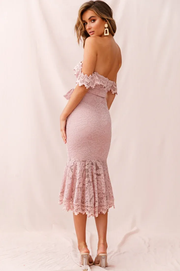 Patience Lace Bodycon Midi Dress Mauve
