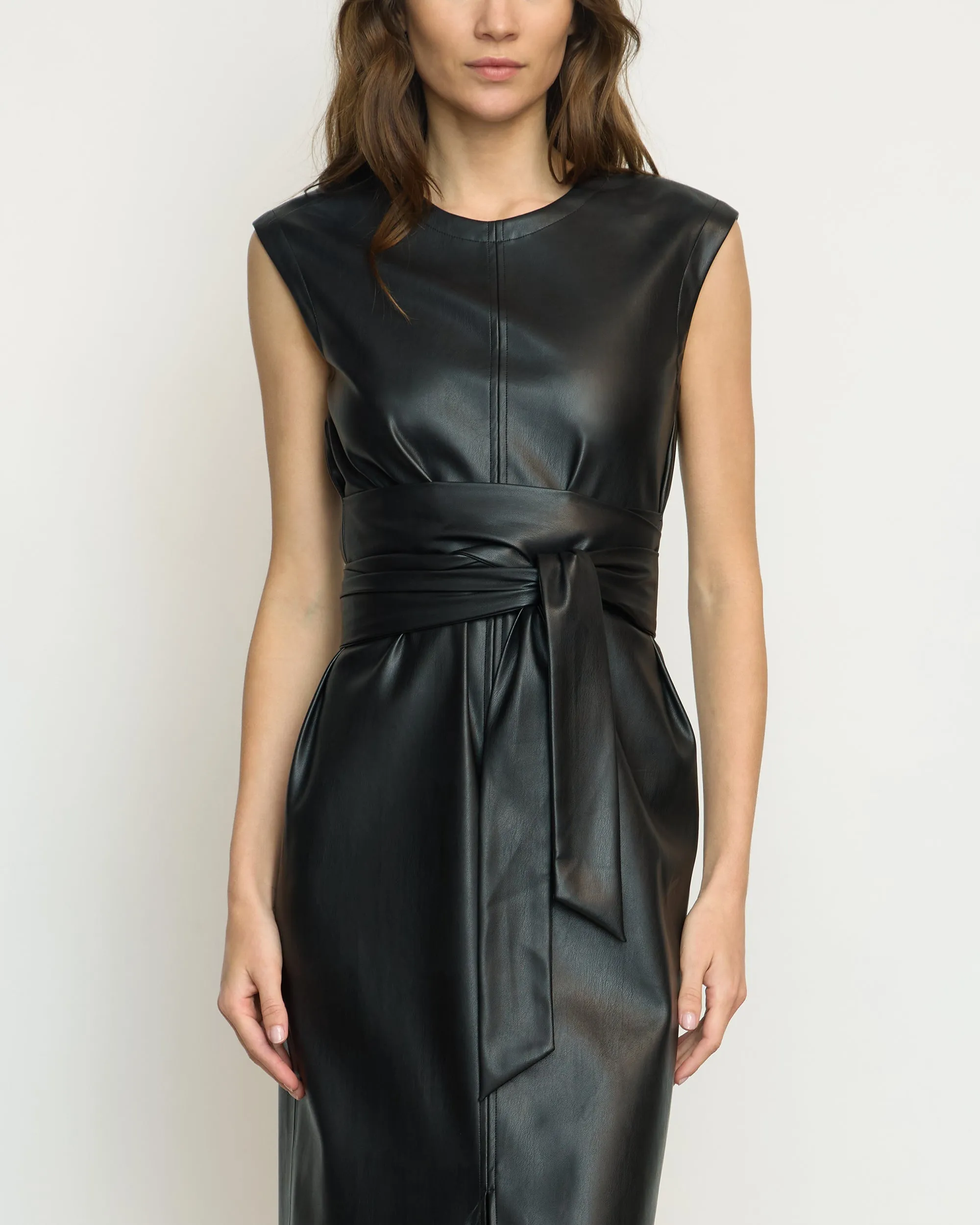 Pilar Vegan Leather Tie-Front Dress