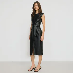 Pilar Vegan Leather Tie-Front Dress
