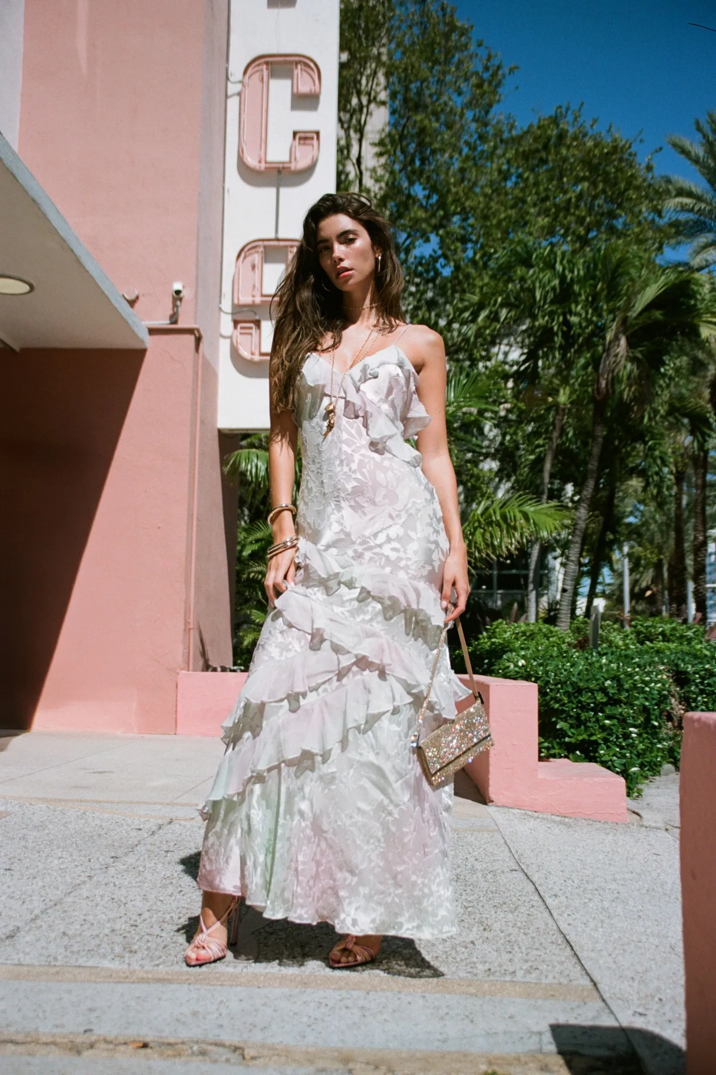 Rialto Pastel Ruffle Maxi Dress
