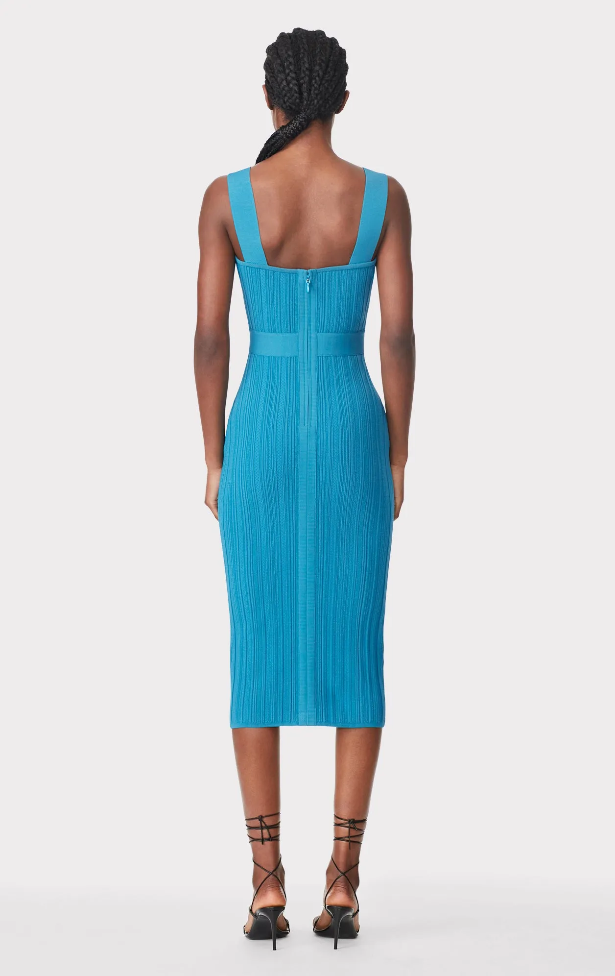 RIBBED POINTELLE MIDI DRESS