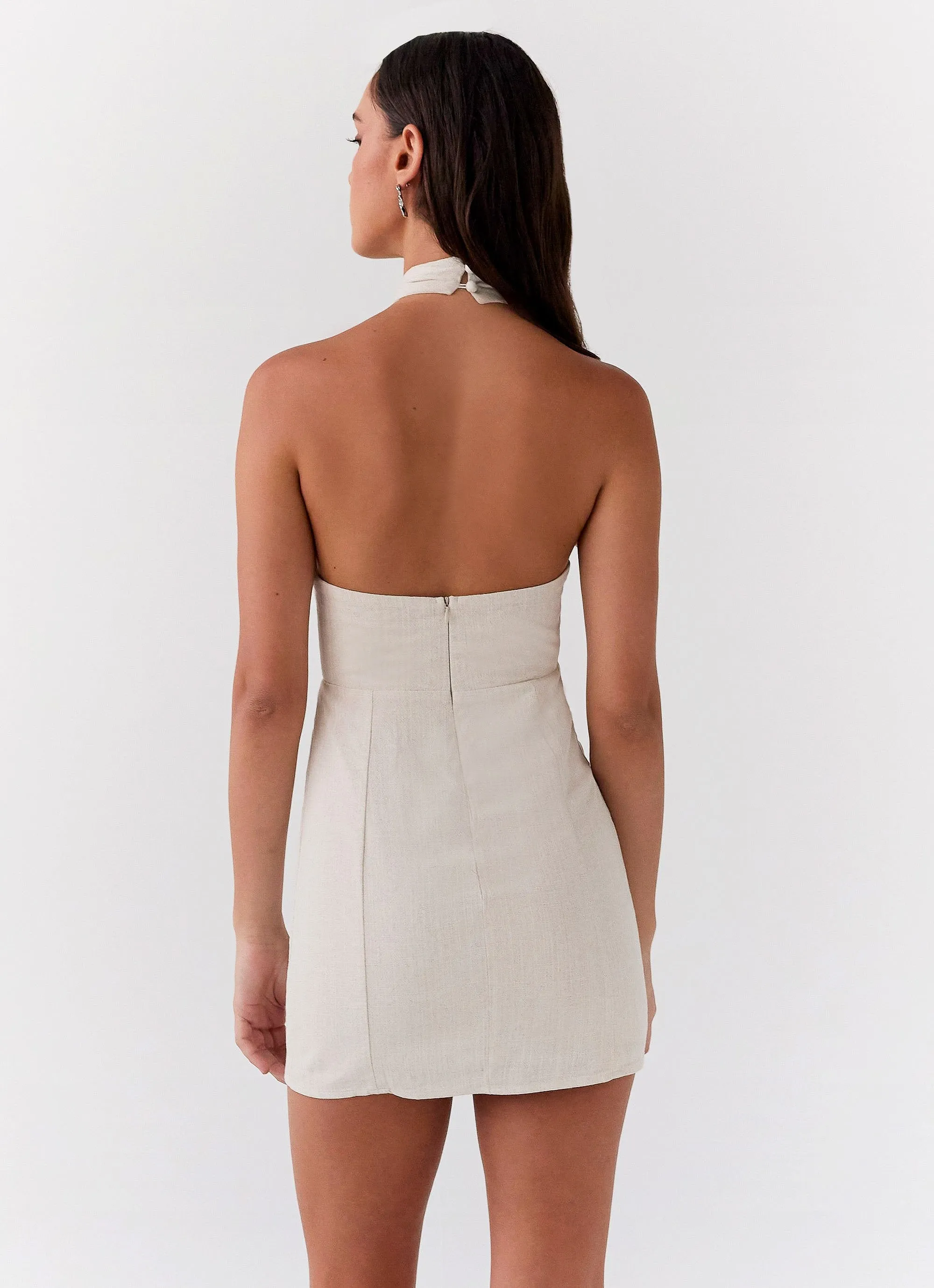 Sabine Linen Mini Dress - Oatmeal