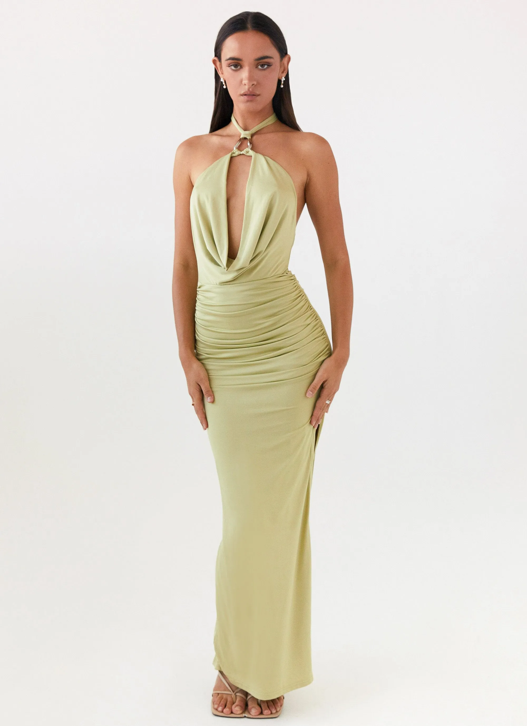 Samara Halterneck Maxi Dress - Sage